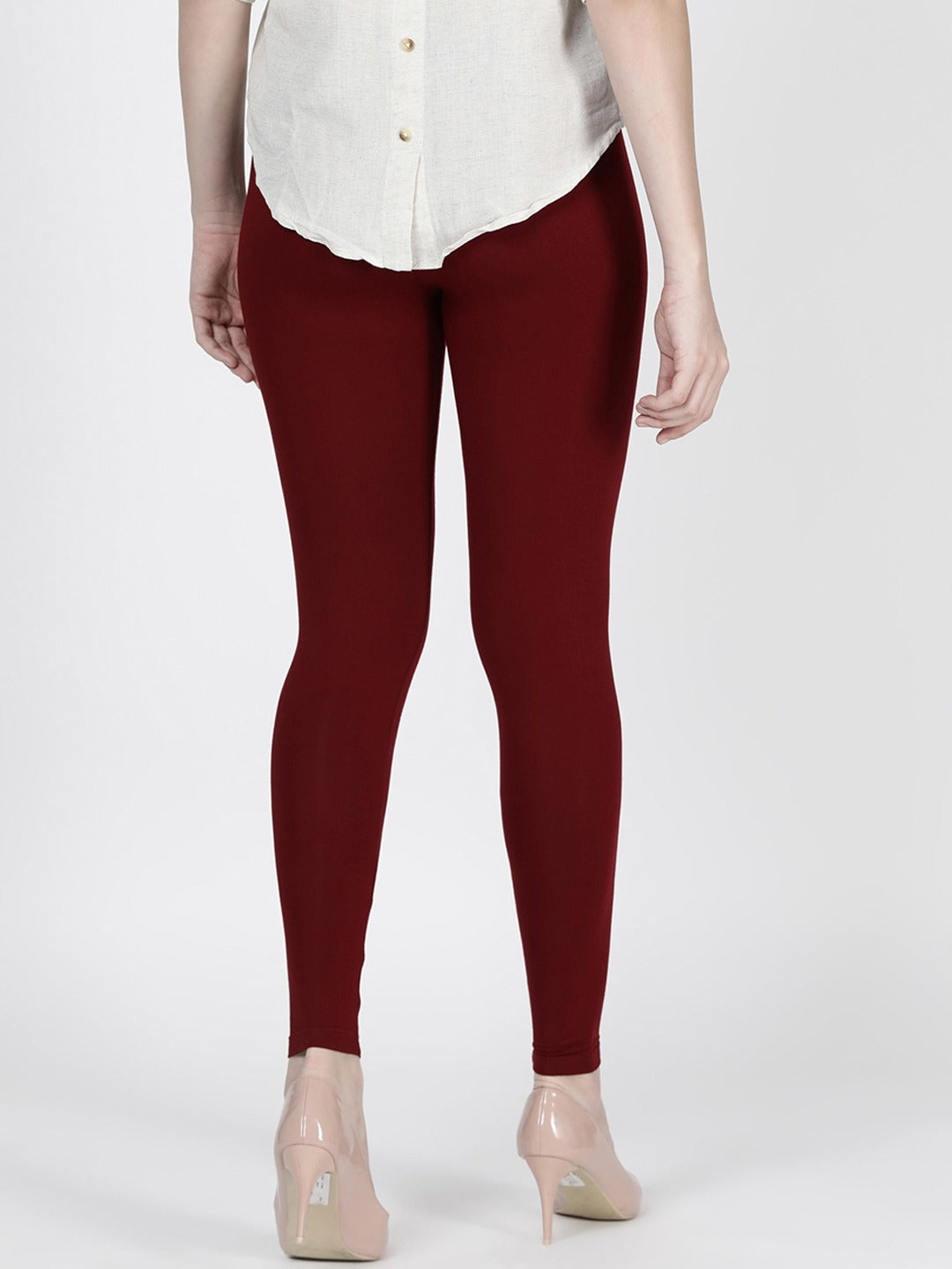 Solid Cherry Leggings - Indian Clothing in Denver, CO, Aurora, CO, Boulder, CO, Fort Collins, CO, Colorado Springs, CO, Parker, CO, Highlands Ranch, CO, Cherry Creek, CO, Centennial, CO, and Longmont, CO. Nationwide shipping USA - India Fashion X