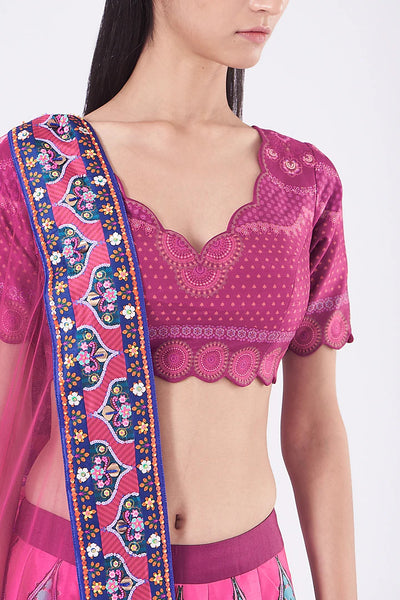 Maroon Digital Print Lehenga - Indian Clothing in Denver, CO, Aurora, CO, Boulder, CO, Fort Collins, CO, Colorado Springs, CO, Parker, CO, Highlands Ranch, CO, Cherry Creek, CO, Centennial, CO, and Longmont, CO. Nationwide shipping USA - India Fashion X