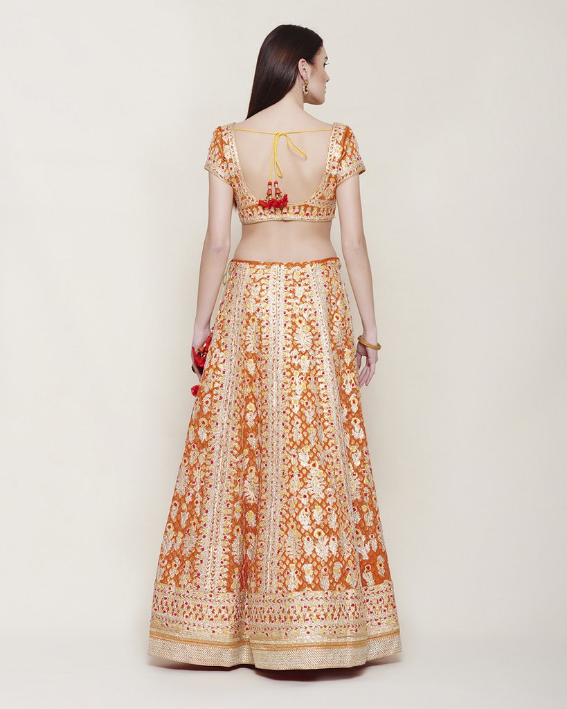 Orange Embroidered Lehenga - Indian Clothing in Denver, CO, Aurora, CO, Boulder, CO, Fort Collins, CO, Colorado Springs, CO, Parker, CO, Highlands Ranch, CO, Cherry Creek, CO, Centennial, CO, and Longmont, CO. Nationwide shipping USA - India Fashion X