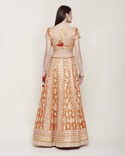 Orange Embroidered Lehenga - Indian Clothing in Denver, CO, Aurora, CO, Boulder, CO, Fort Collins, CO, Colorado Springs, CO, Parker, CO, Highlands Ranch, CO, Cherry Creek, CO, Centennial, CO, and Longmont, CO. Nationwide shipping USA - India Fashion X