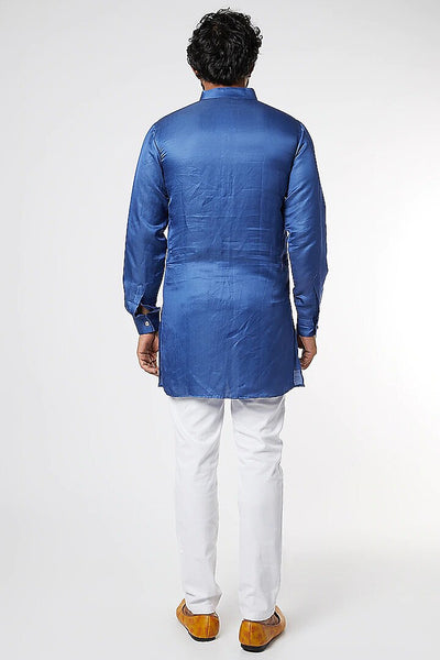 Blue Linen Satin Kurta Indian Clothing in Denver, CO, Aurora, CO, Boulder, CO, Fort Collins, CO, Colorado Springs, CO, Parker, CO, Highlands Ranch, CO, Cherry Creek, CO, Centennial, CO, and Longmont, CO. NATIONWIDE SHIPPING USA- India Fashion X