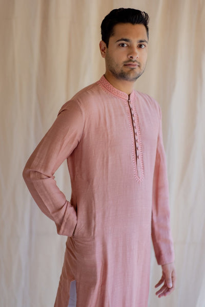 Blush Muga kurta Indian Clothing in Denver, CO, Aurora, CO, Boulder, CO, Fort Collins, CO, Colorado Springs, CO, Parker, CO, Highlands Ranch, CO, Cherry Creek, CO, Centennial, CO, and Longmont, CO. NATIONWIDE SHIPPING USA- India Fashion X