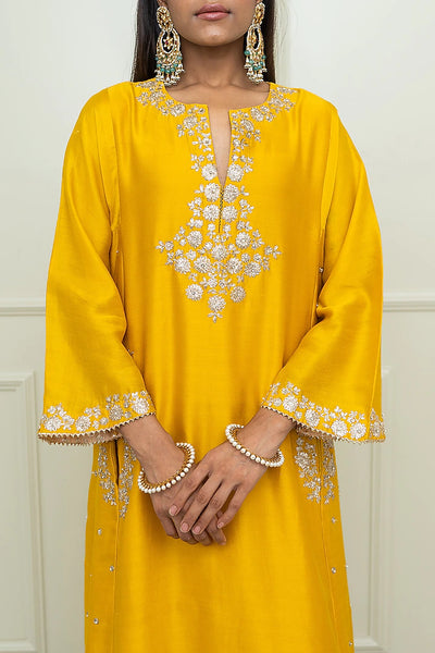 Glazed Mustard Gota Chauga Kurta Set - Indian Clothing in Denver, CO, Aurora, CO, Boulder, CO, Fort Collins, CO, Colorado Springs, CO, Parker, CO, Highlands Ranch, CO, Cherry Creek, CO, Centennial, CO, and Longmont, CO. Nationwide shipping USA - India Fashion X