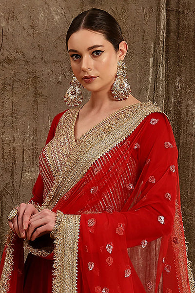 Red Zardosi Anarkali Set - Indian Clothing in Denver, CO, Aurora, CO, Boulder, CO, Fort Collins, CO, Colorado Springs, CO, Parker, CO, Highlands Ranch, CO, Cherry Creek, CO, Centennial, CO, and Longmont, CO. Nationwide shipping USA - India Fashion X