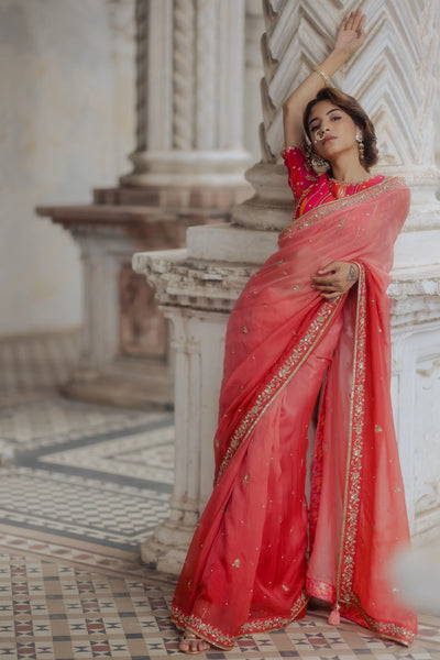 Pink Ombre Striped Blouse Saree Indian Clothing in Denver, CO, Aurora, CO, Boulder, CO, Fort Collins, CO, Colorado Springs, CO, Parker, CO, Highlands Ranch, CO, Cherry Creek, CO, Centennial, CO, and Longmont, CO. NATIONWIDE SHIPPING USA- India Fashion X