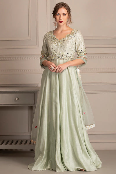 Mint Embroidered Anarkali Set Indian Clothing in Denver, CO, Aurora, CO, Boulder, CO, Fort Collins, CO, Colorado Springs, CO, Parker, CO, Highlands Ranch, CO, Cherry Creek, CO, Centennial, CO, and Longmont, CO. NATIONWIDE SHIPPING USA- India Fashion X