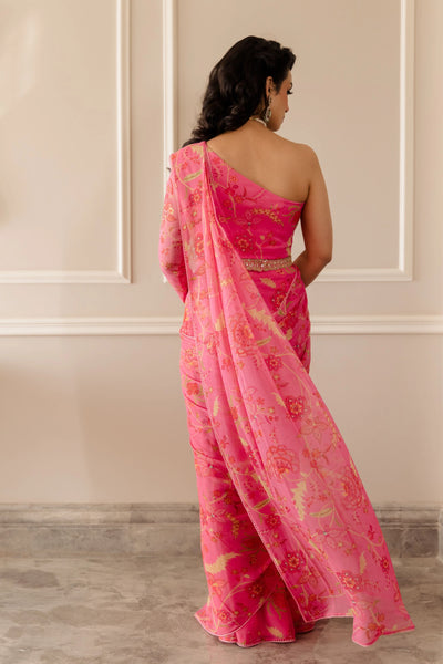 Pink Chintz Draped Saree Indian Clothing in Denver, CO, Aurora, CO, Boulder, CO, Fort Collins, CO, Colorado Springs, CO, Parker, CO, Highlands Ranch, CO, Cherry Creek, CO, Centennial, CO, and Longmont, CO. NATIONWIDE SHIPPING USA- India Fashion X