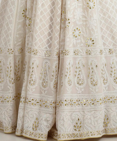 Ivory Chikankari & Gota Patti Hand Embroidered Lehenga Outfit - Indian Clothing in Denver, CO, Aurora, CO, Boulder, CO, Fort Collins, CO, Colorado Springs, CO, Parker, CO, Highlands Ranch, CO, Cherry Creek, CO, Centennial, CO, and Longmont, CO. Nationwide shipping USA - India Fashion X