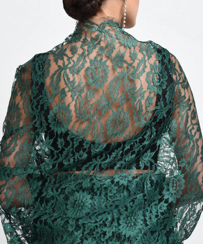 Green French Chantilly Lace Saree - Indian Clothing in Denver, CO, Aurora, CO, Boulder, CO, Fort Collins, CO, Colorado Springs, CO, Parker, CO, Highlands Ranch, CO, Cherry Creek, CO, Centennial, CO, and Longmont, CO. Nationwide shipping USA - India Fashion X