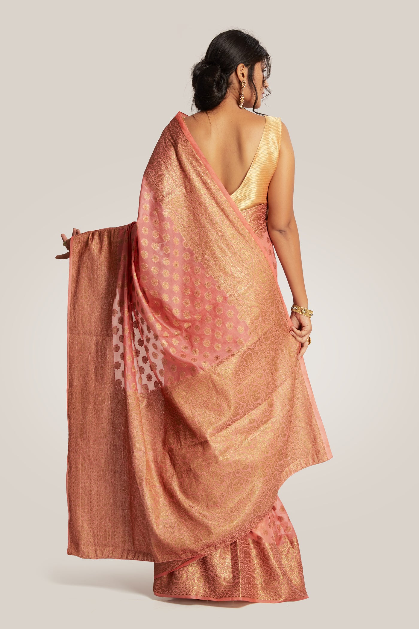 Coral Banarasi Saree Indian Clothing in Denver, CO, Aurora, CO, Boulder, CO, Fort Collins, CO, Colorado Springs, CO, Parker, CO, Highlands Ranch, CO, Cherry Creek, CO, Centennial, CO, and Longmont, CO. NATIONWIDE SHIPPING USA- India Fashion X