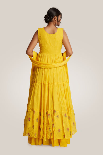 Yellow Palazzo Set - Indian Clothing in Denver, CO, Aurora, CO, Boulder, CO, Fort Collins, CO, Colorado Springs, CO, Parker, CO, Highlands Ranch, CO, Cherry Creek, CO, Centennial, CO, and Longmont, CO. Nationwide shipping USA - India Fashion X