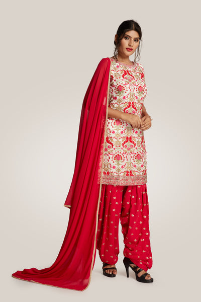 Punjabi Salwar Kameez in Red - Indian Clothing in Denver, CO, Aurora, CO, Boulder, CO, Fort Collins, CO, Colorado Springs, CO, Parker, CO, Highlands Ranch, CO, Cherry Creek, CO, Centennial, CO, and Longmont, CO. Nationwide shipping USA - India Fashion X