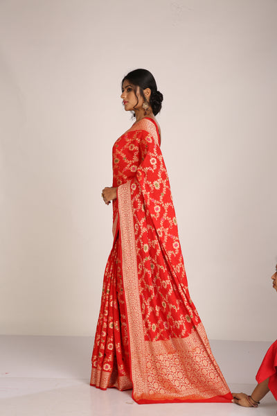 Banarasi Saree in Red With Gold - Indian Clothing in Denver, CO, Aurora, CO, Boulder, CO, Fort Collins, CO, Colorado Springs, CO, Parker, CO, Highlands Ranch, CO, Cherry Creek, CO, Centennial, CO, and Longmont, CO. Nationwide shipping USA - India Fashion X