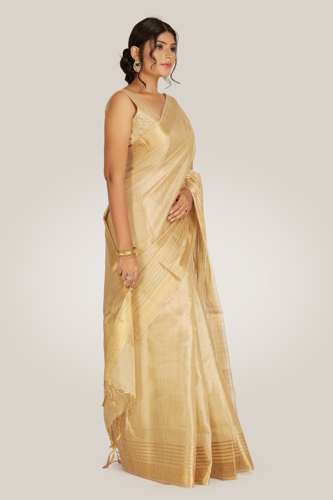 Butterscotch Gold Saree - Indian Clothing in Denver, CO, Aurora, CO, Boulder, CO, Fort Collins, CO, Colorado Springs, CO, Parker, CO, Highlands Ranch, CO, Cherry Creek, CO, Centennial, CO, and Longmont, CO. Nationwide shipping USA - India Fashion X