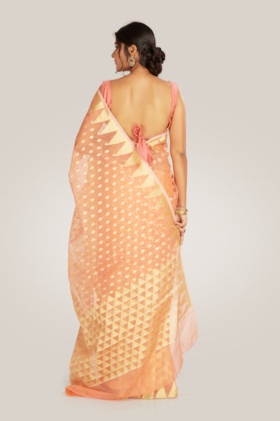 Peach Organza Tissue Saree - Indian Clothing in Denver, CO, Aurora, CO, Boulder, CO, Fort Collins, CO, Colorado Springs, CO, Parker, CO, Highlands Ranch, CO, Cherry Creek, CO, Centennial, CO, and Longmont, CO. Nationwide shipping USA - India Fashion X