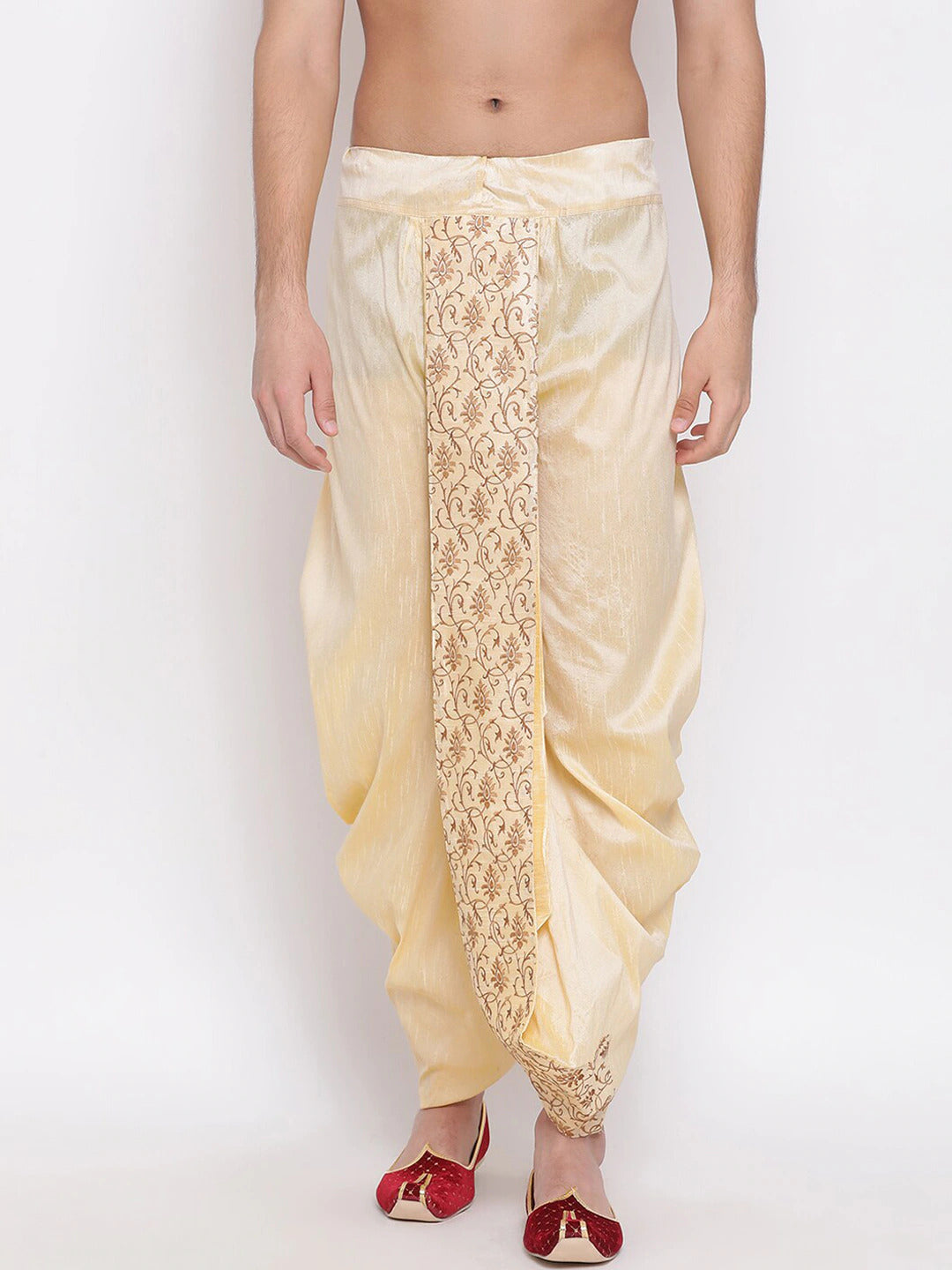 Gold Embroidered Silk Dhoti Indian Clothing in Denver, CO, Aurora, CO, Boulder, CO, Fort Collins, CO, Colorado Springs, CO, Parker, CO, Highlands Ranch, CO, Cherry Creek, CO, Centennial, CO, and Longmont, CO. NATIONWIDE SHIPPING USA- India Fashion X