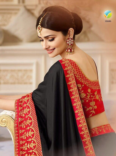 Pure black and red traditional saree - Indian Clothing in Denver, CO, Aurora, CO, Boulder, CO, Fort Collins, CO, Colorado Springs, CO, Parker, CO, Highlands Ranch, CO, Cherry Creek, CO, Centennial, CO, and Longmont, CO. Nationwide shipping USA - India Fashion X