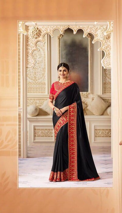 Pure black and red traditional saree - Indian Clothing in Denver, CO, Aurora, CO, Boulder, CO, Fort Collins, CO, Colorado Springs, CO, Parker, CO, Highlands Ranch, CO, Cherry Creek, CO, Centennial, CO, and Longmont, CO. Nationwide shipping USA - India Fashion X