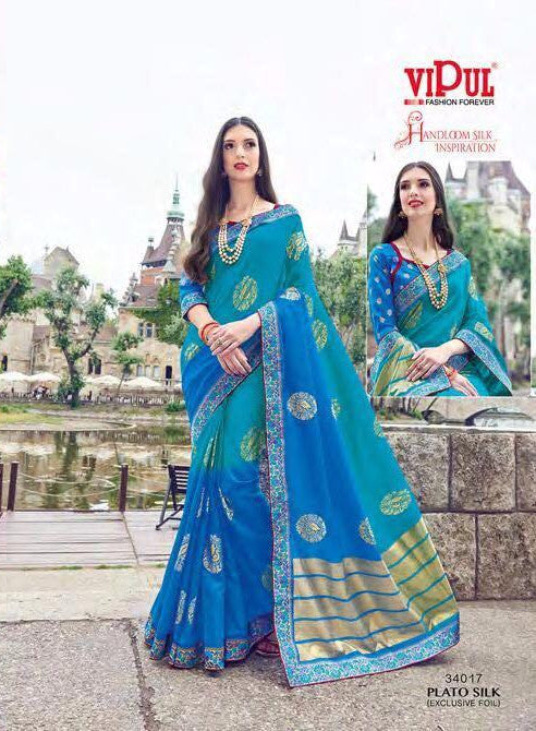 Tussar silk with heavy golden print and embroirdered border saree - Indian Clothing in Denver, CO, Aurora, CO, Boulder, CO, Fort Collins, CO, Colorado Springs, CO, Parker, CO, Highlands Ranch, CO, Cherry Creek, CO, Centennial, CO, and Longmont, CO. Nationwide shipping USA - India Fashion X