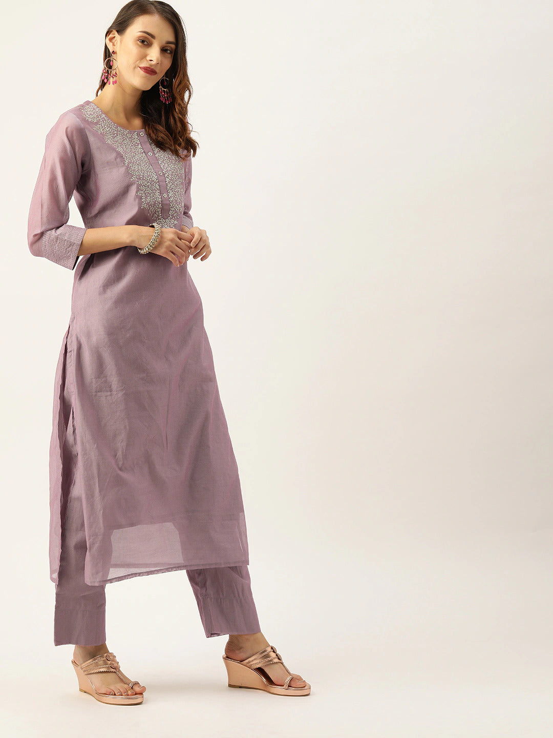 Mauve Silk Kurta Set - Indian Clothing in Denver, CO, Aurora, CO, Boulder, CO, Fort Collins, CO, Colorado Springs, CO, Parker, CO, Highlands Ranch, CO, Cherry Creek, CO, Centennial, CO, and Longmont, CO. Nationwide shipping USA - India Fashion X
