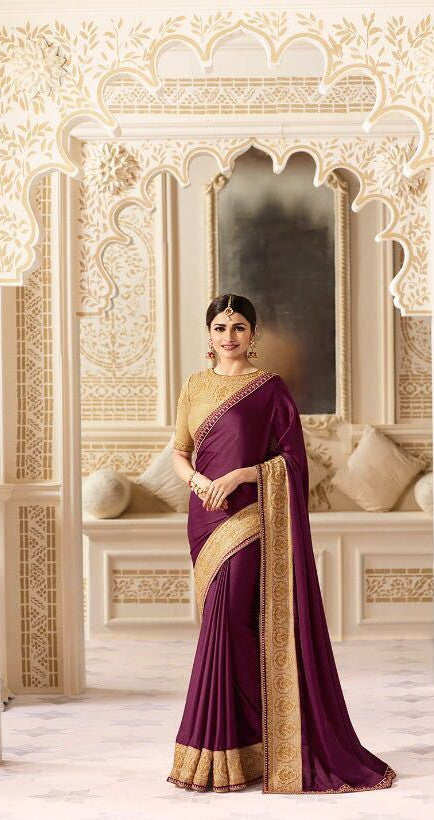 Wine and gold traditional saree - Indian Clothing in Denver, CO, Aurora, CO, Boulder, CO, Fort Collins, CO, Colorado Springs, CO, Parker, CO, Highlands Ranch, CO, Cherry Creek, CO, Centennial, CO, and Longmont, CO. Nationwide shipping USA - India Fashion X