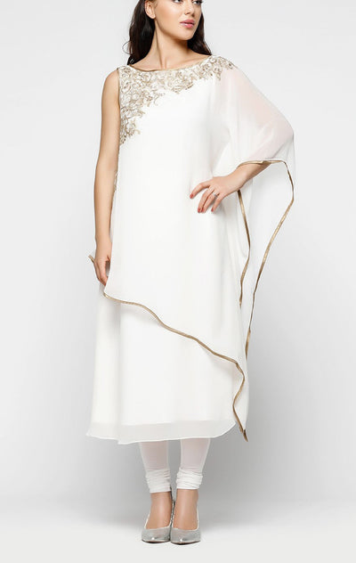 White Kaftan Style Suit - Indian Clothing in Denver, CO, Aurora, CO, Boulder, CO, Fort Collins, CO, Colorado Springs, CO, Parker, CO, Highlands Ranch, CO, Cherry Creek, CO, Centennial, CO, and Longmont, CO. Nationwide shipping USA - India Fashion X