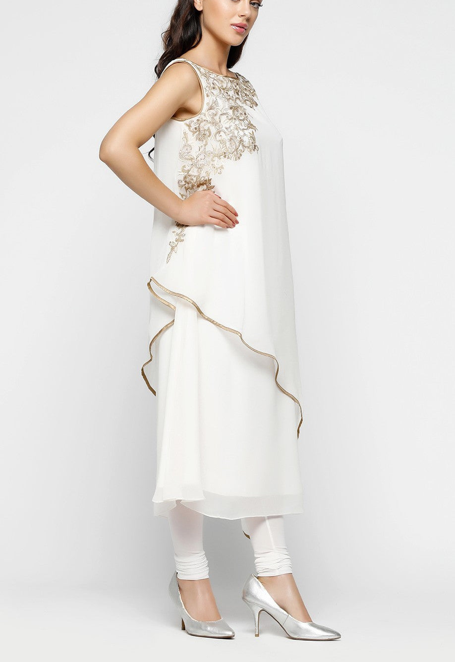 White Kaftan Style Suit - Indian Clothing in Denver, CO, Aurora, CO, Boulder, CO, Fort Collins, CO, Colorado Springs, CO, Parker, CO, Highlands Ranch, CO, Cherry Creek, CO, Centennial, CO, and Longmont, CO. Nationwide shipping USA - India Fashion X
