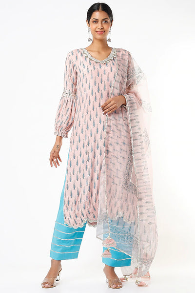 Peach Embroidered Kurta Set - Indian Clothing in Denver, CO, Aurora, CO, Boulder, CO, Fort Collins, CO, Colorado Springs, CO, Parker, CO, Highlands Ranch, CO, Cherry Creek, CO, Centennial, CO, and Longmont, CO. Nationwide shipping USA - India Fashion X