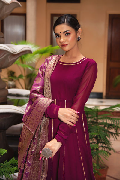 Plum Anarkali - Indian Clothing in Denver, CO, Aurora, CO, Boulder, CO, Fort Collins, CO, Colorado Springs, CO, Parker, CO, Highlands Ranch, CO, Cherry Creek, CO, Centennial, CO, and Longmont, CO. Nationwide shipping USA - India Fashion X