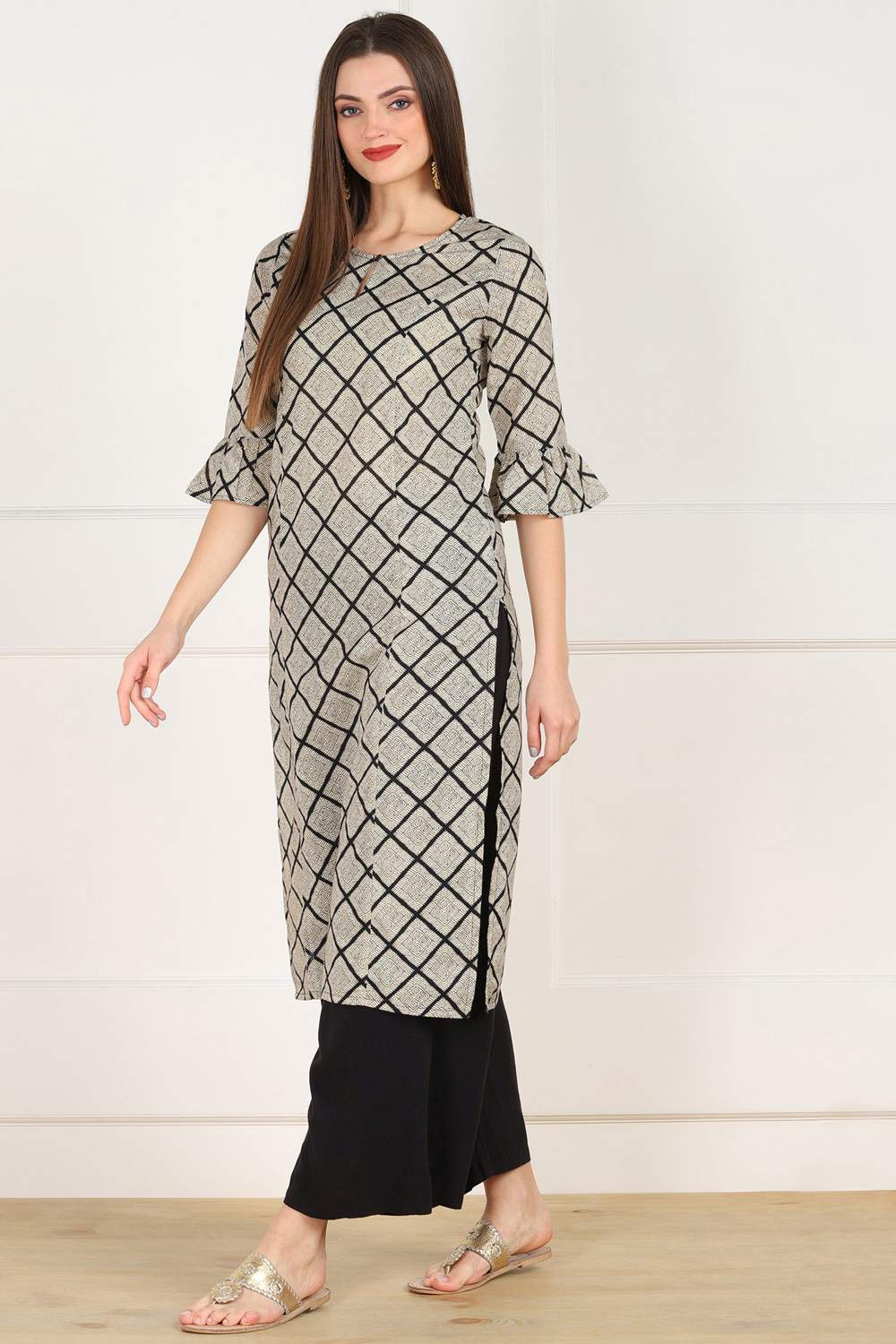 Checkered Print Kurti Indian Clothing in Denver, CO, Aurora, CO, Boulder, CO, Fort Collins, CO, Colorado Springs, CO, Parker, CO, Highlands Ranch, CO, Cherry Creek, CO, Centennial, CO, and Longmont, CO. NATIONWIDE SHIPPING USA- India Fashion X