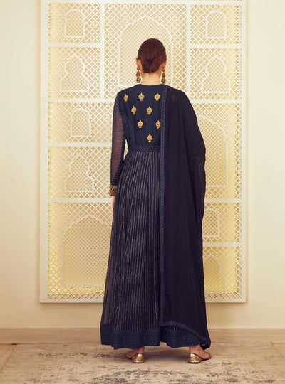 Navy Blue Anarkali Set Indian Clothing in Denver, CO, Aurora, CO, Boulder, CO, Fort Collins, CO, Colorado Springs, CO, Parker, CO, Highlands Ranch, CO, Cherry Creek, CO, Centennial, CO, and Longmont, CO. NATIONWIDE SHIPPING USA- India Fashion X