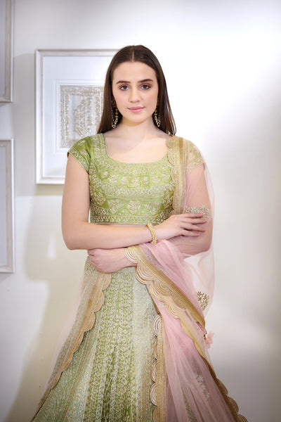 Green Embroidered Lehenga Indian Clothing in Denver, CO, Aurora, CO, Boulder, CO, Fort Collins, CO, Colorado Springs, CO, Parker, CO, Highlands Ranch, CO, Cherry Creek, CO, Centennial, CO, and Longmont, CO. NATIONWIDE SHIPPING USA- India Fashion X