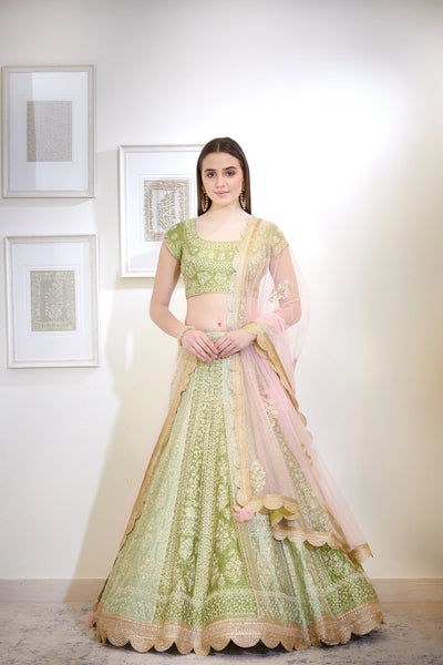 Green Embroidered Lehenga Indian Clothing in Denver, CO, Aurora, CO, Boulder, CO, Fort Collins, CO, Colorado Springs, CO, Parker, CO, Highlands Ranch, CO, Cherry Creek, CO, Centennial, CO, and Longmont, CO. NATIONWIDE SHIPPING USA- India Fashion X