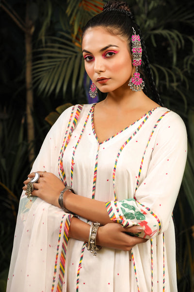 White Tropical Kalidar Anarkali Indian Clothing in Denver, CO, Aurora, CO, Boulder, CO, Fort Collins, CO, Colorado Springs, CO, Parker, CO, Highlands Ranch, CO, Cherry Creek, CO, Centennial, CO, and Longmont, CO. NATIONWIDE SHIPPING USA- India Fashion X