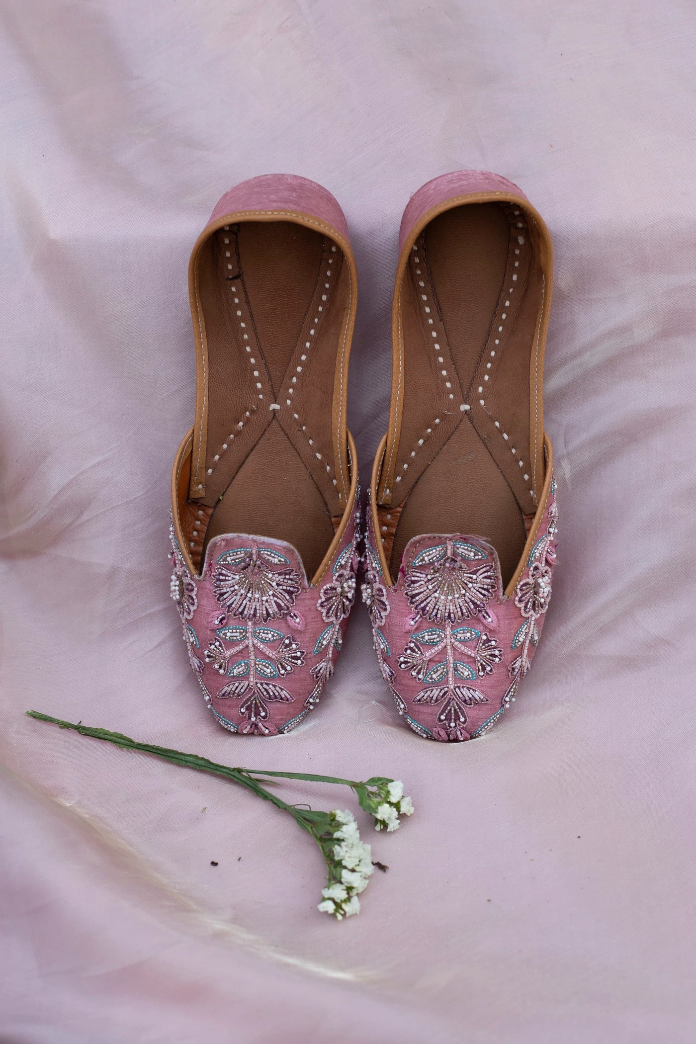 Baby Blush Embroidered Juttis Indian Clothing in Denver, CO, Aurora, CO, Boulder, CO, Fort Collins, CO, Colorado Springs, CO, Parker, CO, Highlands Ranch, CO, Cherry Creek, CO, Centennial, CO, and Longmont, CO. NATIONWIDE SHIPPING USA- India Fashion X
