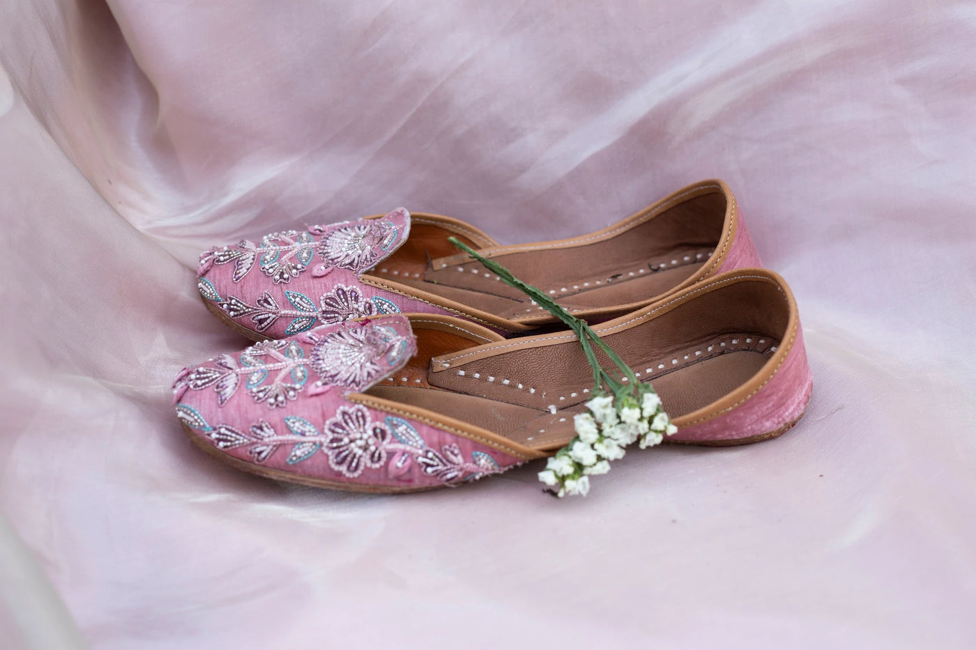 Baby Blush Embroidered Juttis Indian Clothing in Denver, CO, Aurora, CO, Boulder, CO, Fort Collins, CO, Colorado Springs, CO, Parker, CO, Highlands Ranch, CO, Cherry Creek, CO, Centennial, CO, and Longmont, CO. NATIONWIDE SHIPPING USA- India Fashion X