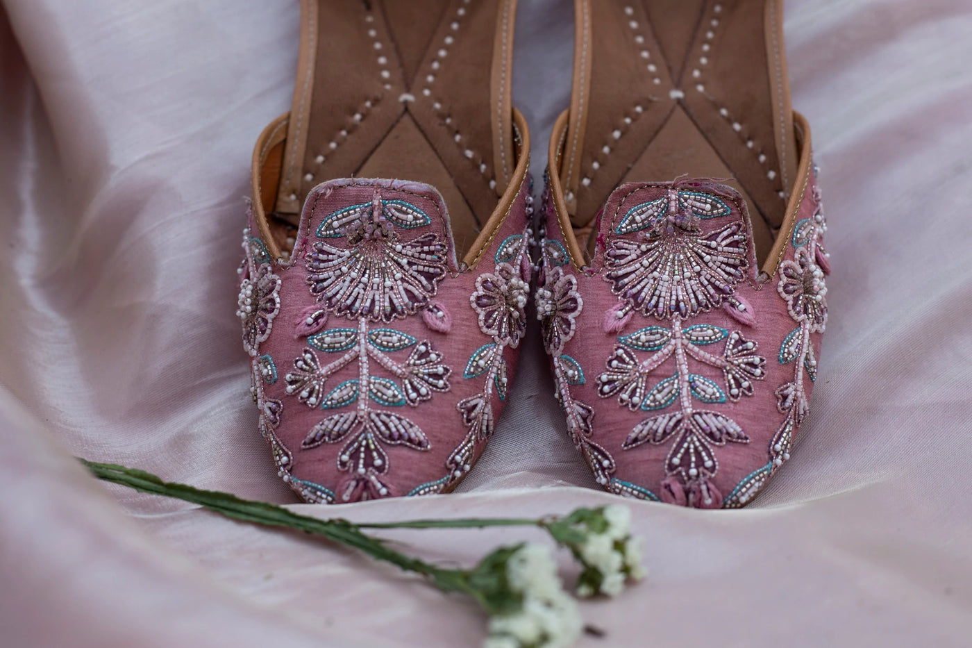 Baby Blush Embroidered Juttis Indian Clothing in Denver, CO, Aurora, CO, Boulder, CO, Fort Collins, CO, Colorado Springs, CO, Parker, CO, Highlands Ranch, CO, Cherry Creek, CO, Centennial, CO, and Longmont, CO. NATIONWIDE SHIPPING USA- India Fashion X