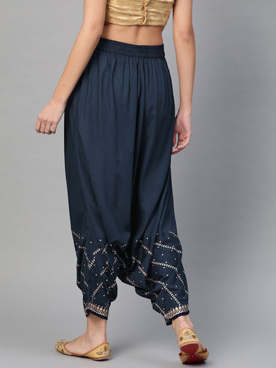 Navy & Gold Dhoti Salwar - Indian Clothing in Denver, CO, Aurora, CO, Boulder, CO, Fort Collins, CO, Colorado Springs, CO, Parker, CO, Highlands Ranch, CO, Cherry Creek, CO, Centennial, CO, and Longmont, CO. Nationwide shipping USA - India Fashion X
