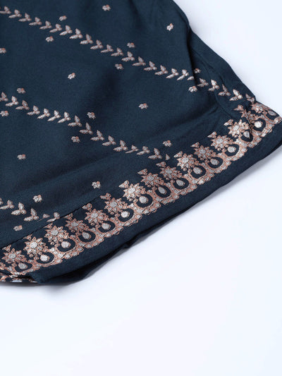 Navy & Gold Dhoti Salwar - Indian Clothing in Denver, CO, Aurora, CO, Boulder, CO, Fort Collins, CO, Colorado Springs, CO, Parker, CO, Highlands Ranch, CO, Cherry Creek, CO, Centennial, CO, and Longmont, CO. Nationwide shipping USA - India Fashion X