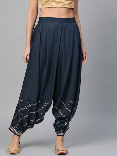 Navy & Gold Dhoti Salwar - Indian Clothing in Denver, CO, Aurora, CO, Boulder, CO, Fort Collins, CO, Colorado Springs, CO, Parker, CO, Highlands Ranch, CO, Cherry Creek, CO, Centennial, CO, and Longmont, CO. Nationwide shipping USA - India Fashion X