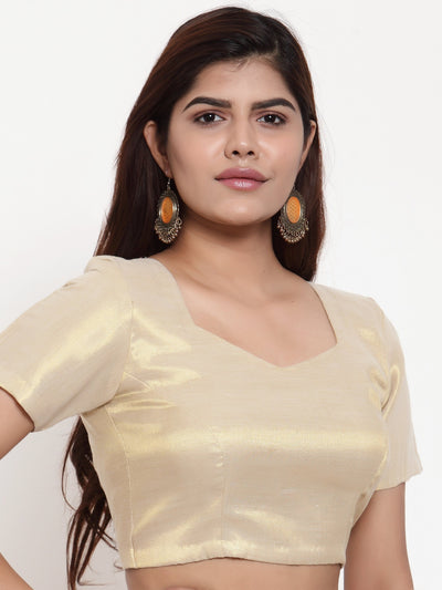 Saree Blouse Top in Gold Chanderi Cotton Silk - Indian Clothing in Denver, CO, Aurora, CO, Boulder, CO, Fort Collins, CO, Colorado Springs, CO, Parker, CO, Highlands Ranch, CO, Cherry Creek, CO, Centennial, CO, and Longmont, CO. Nationwide shipping USA - India Fashion X