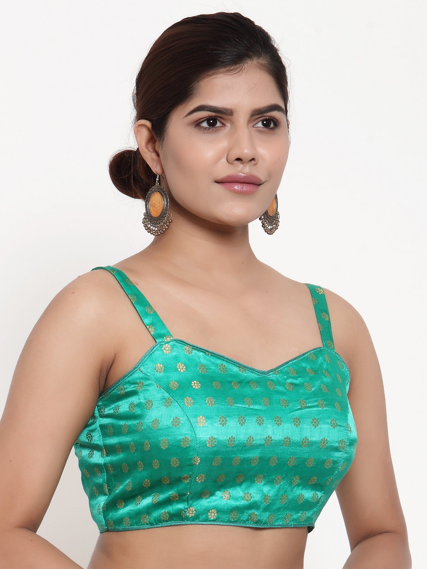 Saree Blouse Top in Strap Style with Low Cut Back and Embroidery - Indian Clothing in Denver, CO, Aurora, CO, Boulder, CO, Fort Collins, CO, Colorado Springs, CO, Parker, CO, Highlands Ranch, CO, Cherry Creek, CO, Centennial, CO, and Longmont, CO. Nationwide shipping USA - India Fashion X