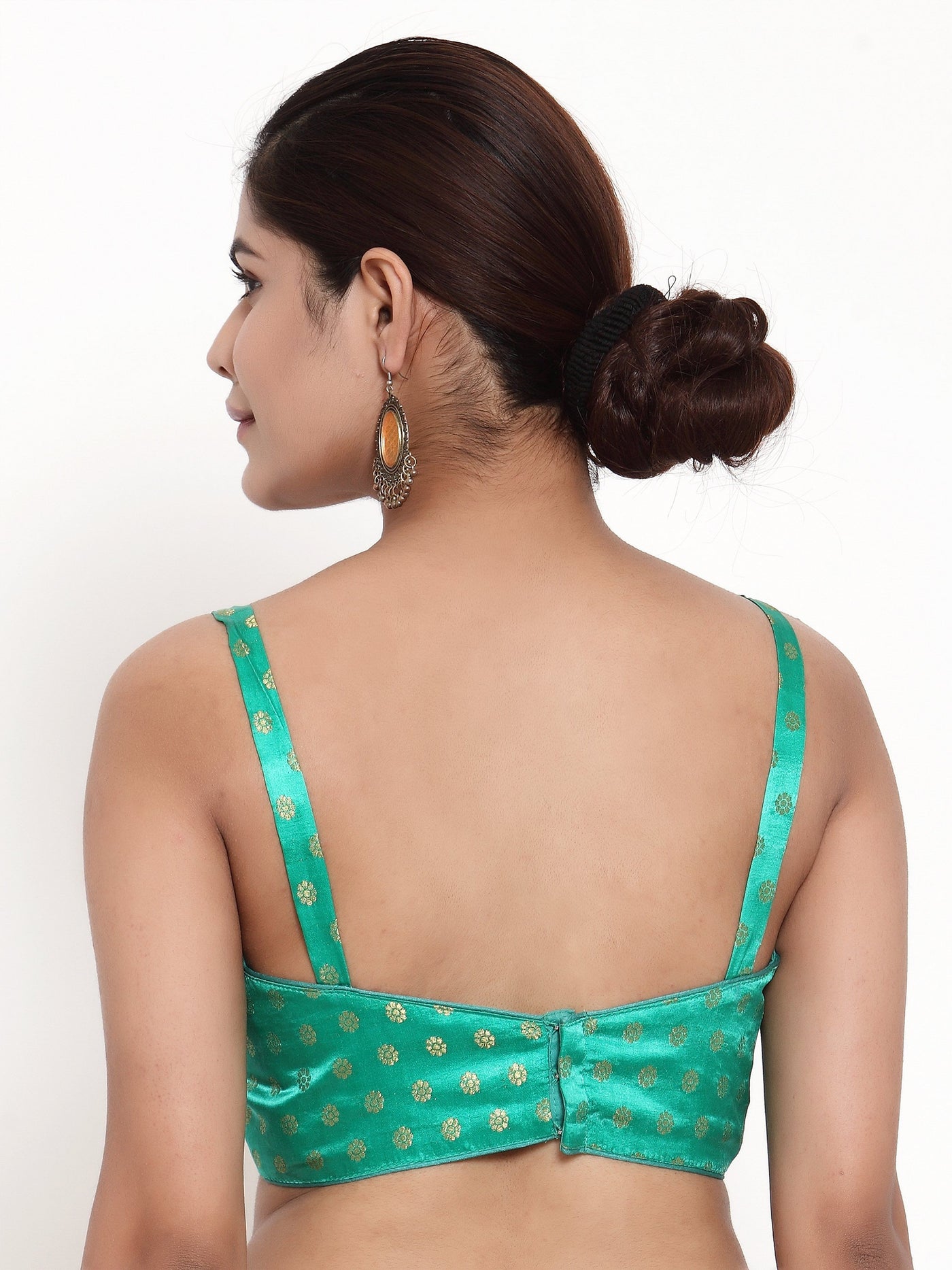 Saree Blouse Top in Strap Style with Low Cut Back and Embroidery - Indian Clothing in Denver, CO, Aurora, CO, Boulder, CO, Fort Collins, CO, Colorado Springs, CO, Parker, CO, Highlands Ranch, CO, Cherry Creek, CO, Centennial, CO, and Longmont, CO. Nationwide shipping USA - India Fashion X