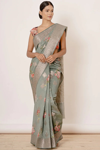 Grey & Dusty Blue Saree Set Indian Clothing in Denver, CO, Aurora, CO, Boulder, CO, Fort Collins, CO, Colorado Springs, CO, Parker, CO, Highlands Ranch, CO, Cherry Creek, CO, Centennial, CO, and Longmont, CO. NATIONWIDE SHIPPING USA- India Fashion X