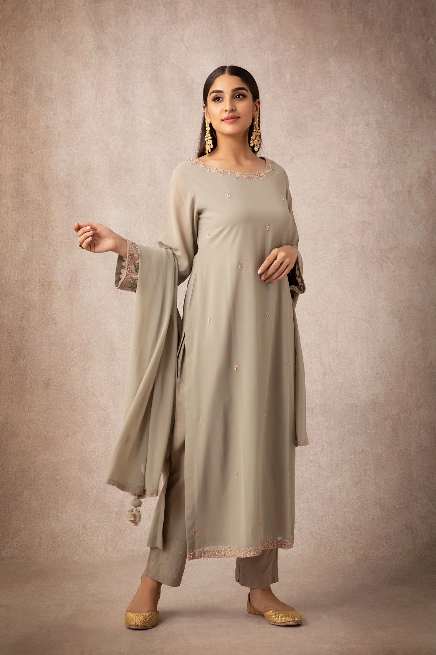 Olive Straight Kurta Set - Indian Clothing in Denver, CO, Aurora, CO, Boulder, CO, Fort Collins, CO, Colorado Springs, CO, Parker, CO, Highlands Ranch, CO, Cherry Creek, CO, Centennial, CO, and Longmont, CO. Nationwide shipping USA - India Fashion X