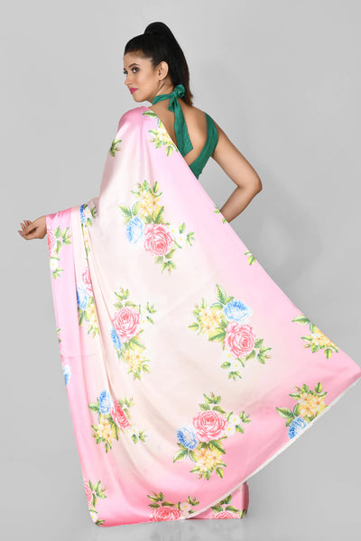 Pink Floral Saree - Indian Clothing in Denver, CO, Aurora, CO, Boulder, CO, Fort Collins, CO, Colorado Springs, CO, Parker, CO, Highlands Ranch, CO, Cherry Creek, CO, Centennial, CO, and Longmont, CO. Nationwide shipping USA - India Fashion X