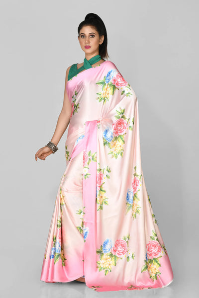 Pink Floral Saree - Indian Clothing in Denver, CO, Aurora, CO, Boulder, CO, Fort Collins, CO, Colorado Springs, CO, Parker, CO, Highlands Ranch, CO, Cherry Creek, CO, Centennial, CO, and Longmont, CO. Nationwide shipping USA - India Fashion X