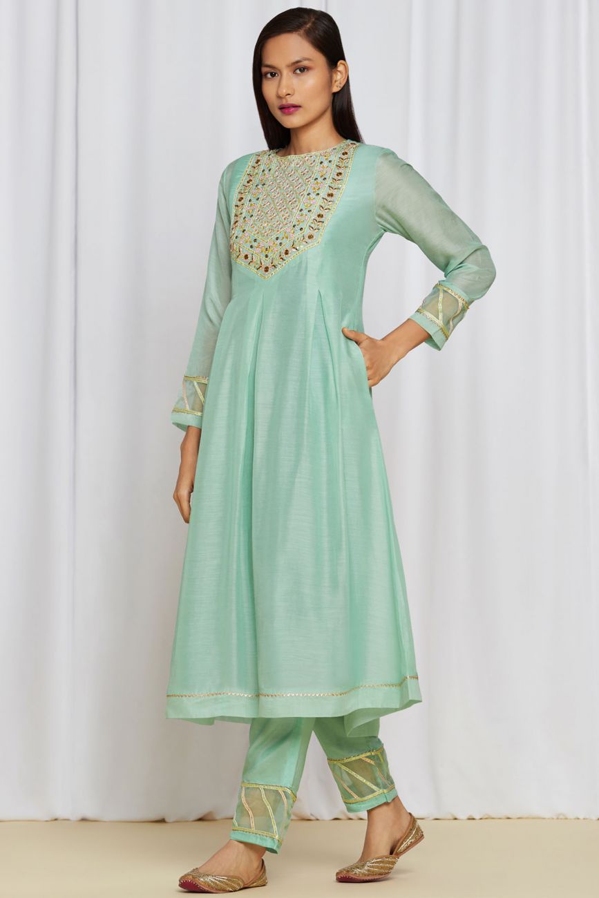 Sea Green Amara Kurta Set- Indian Clothing in Denver, CO and Aurora, CO- India Fashion X L