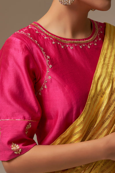 Pink Chanderi Silk Blouse - Indian Clothing in Denver, CO, Aurora, CO, Boulder, CO, Fort Collins, CO, Colorado Springs, CO, Parker, CO, Highlands Ranch, CO, Cherry Creek, CO, Centennial, CO, and Longmont, CO. Nationwide shipping USA - India Fashion X