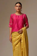 Pink Chanderi Silk Blouse - Indian Clothing in Denver, CO, Aurora, CO, Boulder, CO, Fort Collins, CO, Colorado Springs, CO, Parker, CO, Highlands Ranch, CO, Cherry Creek, CO, Centennial, CO, and Longmont, CO. Nationwide shipping USA - India Fashion X
